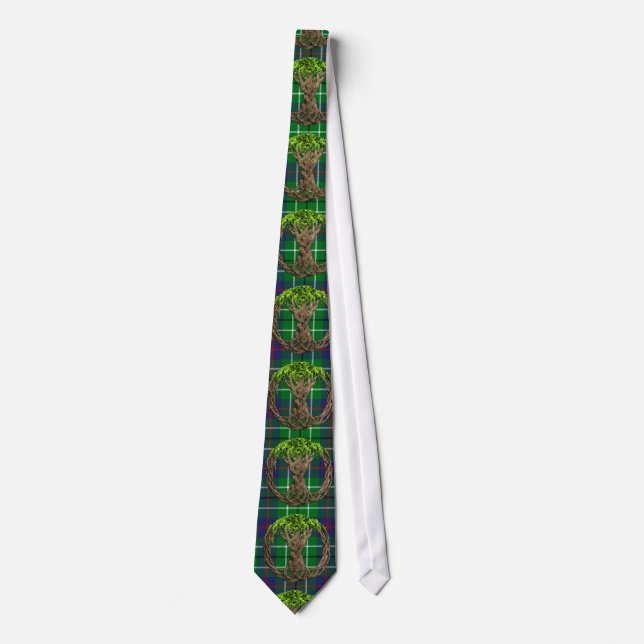 Clan Duncan Tartan And Celtic Tree Of Life Tie (Front)