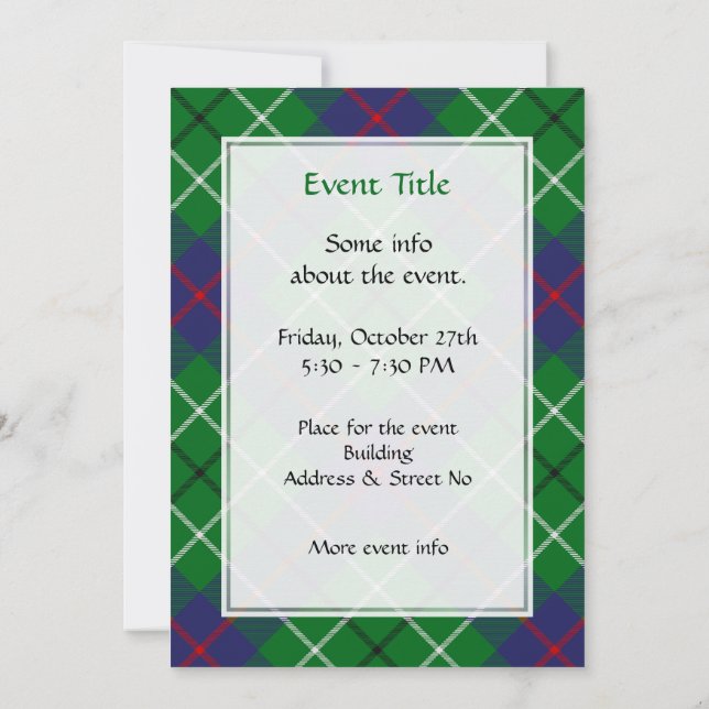 Clan Duncan Tartan Invitation (Back)