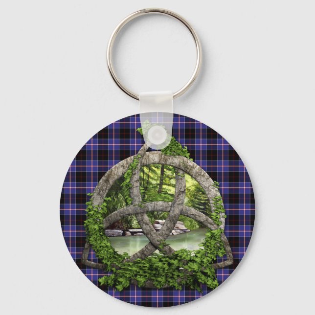 Clan Dunlap Tartan Celtic Trinity Key Ring (Front)