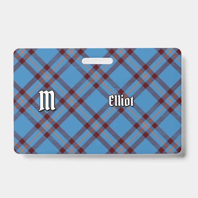 Clan Elliot Ancient Tartan Badge ID Badge (Front)