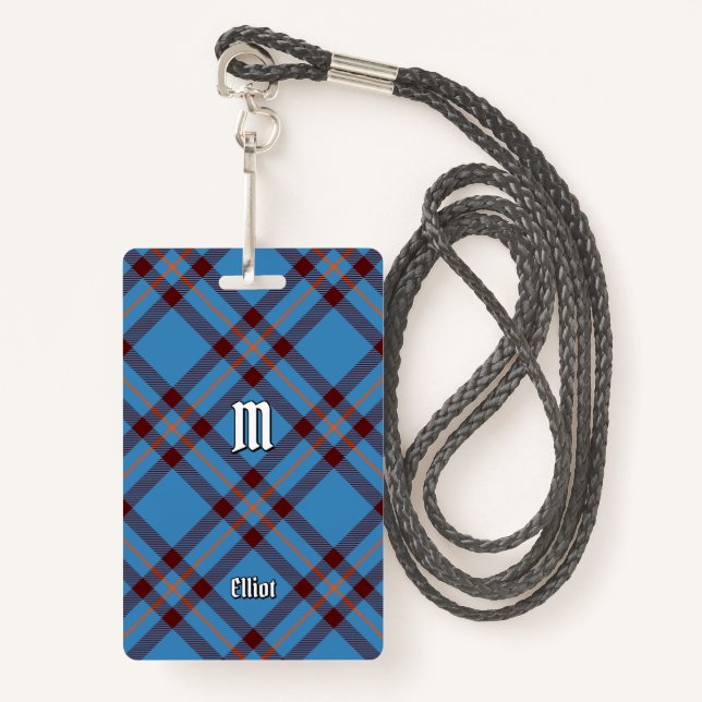 Clan Elliot Ancient Tartan Badge ID Badge (Front with Lanyard)