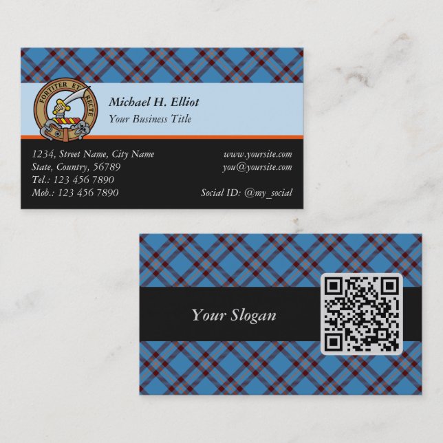 Clan Elliot Ancient Tartan Business Card (Front/Back)