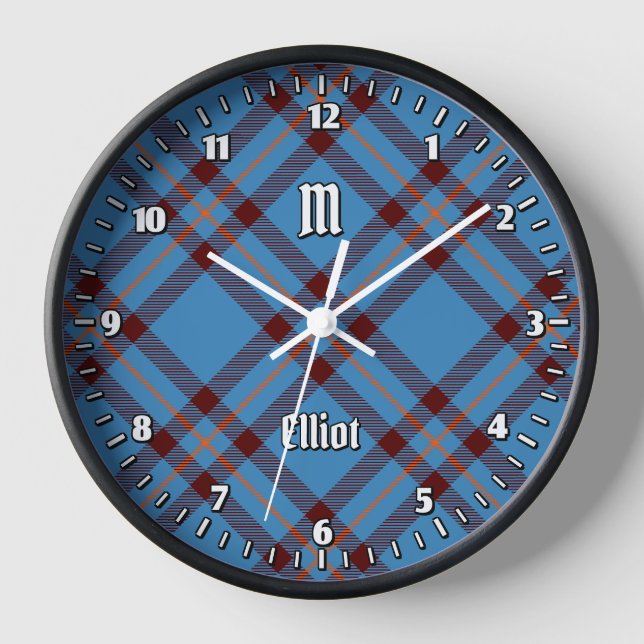 Clan Elliot Ancient Tartan Large Clock (Front)