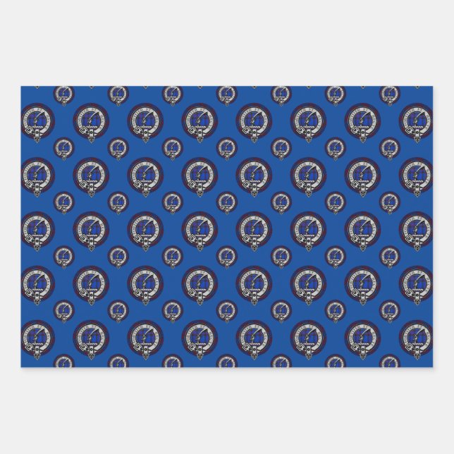 Clan Elliot Badge, Border Reiver Holiday, Scottish Wrapping Paper Sheet (Front)