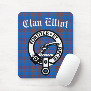Clan Elliot Crest Badge & Tartan Mouse Mat