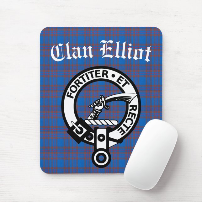Clan Elliot Crest Badge & Tartan Mouse Mat (With Mouse)