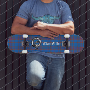 Clan Elliot Crest Badge & Tartan  Skateboard