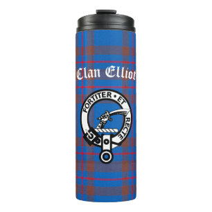 Clan Elliot Crest Badge & Tartan Thermal Tumbler