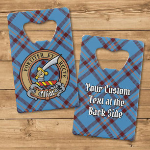 Clan Elliot Crest over Ancient Tartan