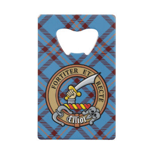 Clan Elliot Crest over Ancient Tartan
