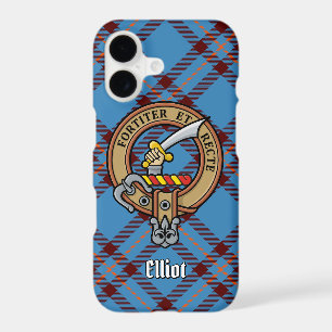 Clan Elliot Crest over Ancient Tartan iPhone Case