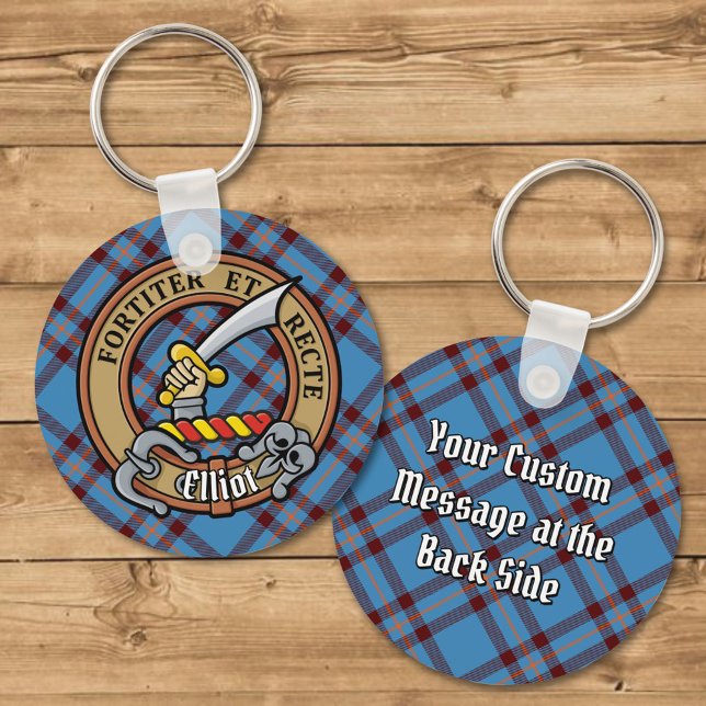 Clan Elliot Crest over Ancient Tartan Key Ring (Creator Uploaded)