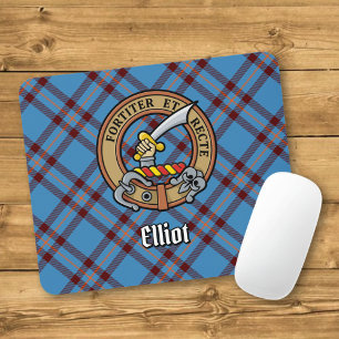 Clan Elliot Crest over Ancient Tartan Mouse Mat