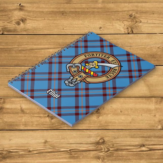 Clan Elliot Crest over Ancient Tartan Notebook (Creator Uploaded)