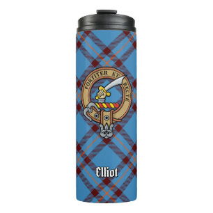 Clan Elliot Crest over Ancient Tartan Thermal Tumbler