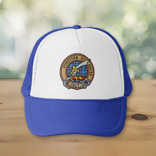 Clan Elliot Crest over Ancient Tartan Trucker Hat