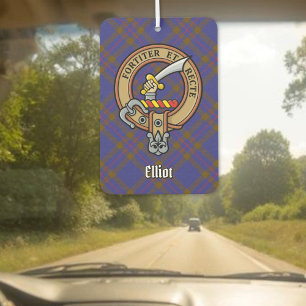 Clan Elliot Crest over Modern Tartan Car Air Freshener