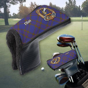 Clan Elliot Crest over Modern Tartan Golf Head Cover