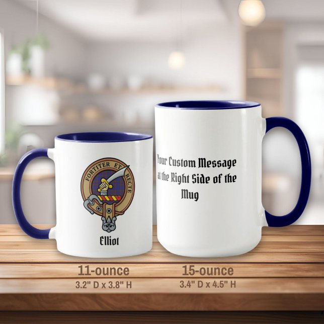 Clan Elliot Crest over Modern Tartan Mug (Creator Uploaded)