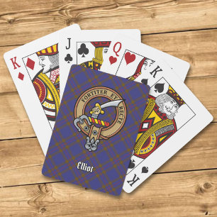 Clan Elliot Crest over Modern Tartan Playing Cards