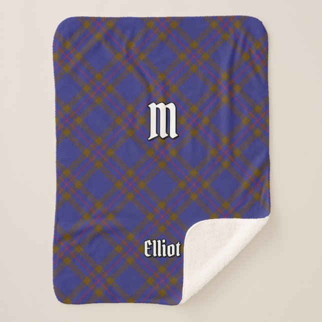 Clan Elliot Modern Tartan Sherpa Blanket (Front)