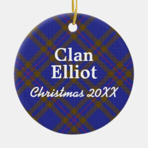 Clan Elliot Scottish Tartan Ceramic Tree Decoration