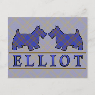 Clan Elliot Tartan Scottie Dogs Postcard