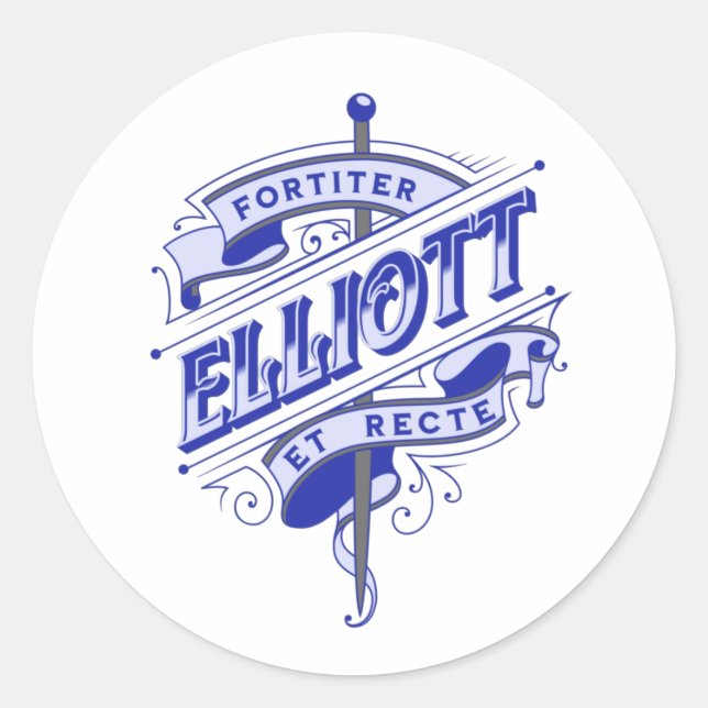Clan Elliott, Fortiter Et Recte, Elliott Family Classic Round Sticker (Front)