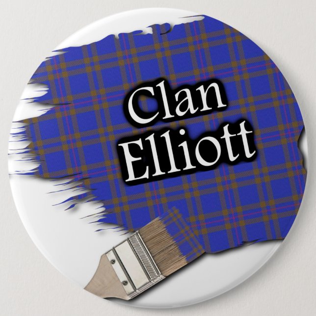 Clan Elliott Tartan Paint Brush 6 Cm Round Badge (Front)