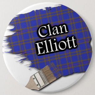Clan Elliott Tartan Paint Brush 6 Cm Round Badge
