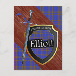 Clan Elliott Tartan Sword & Shield Postcard