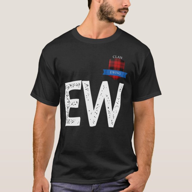 Clan Ewing E and Letter W Family Matching T-Shirt (Front)