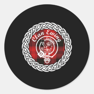Clan Ewing Surname Last Name Scottish Tan Crest Classic Round Sticker