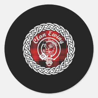 Clan Ewing Surname Last Name Scottish Tan Crest Classic Round Sticker