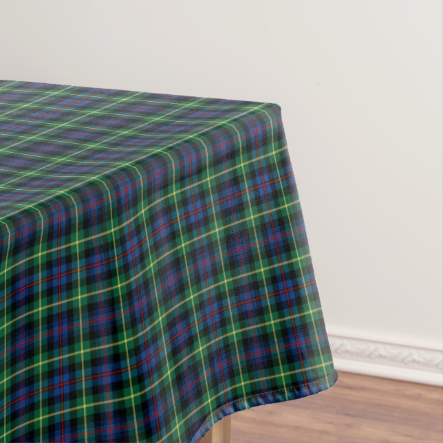 Clan Farquharson Bright Blue and Green Tartan Tablecloth (In Situ)