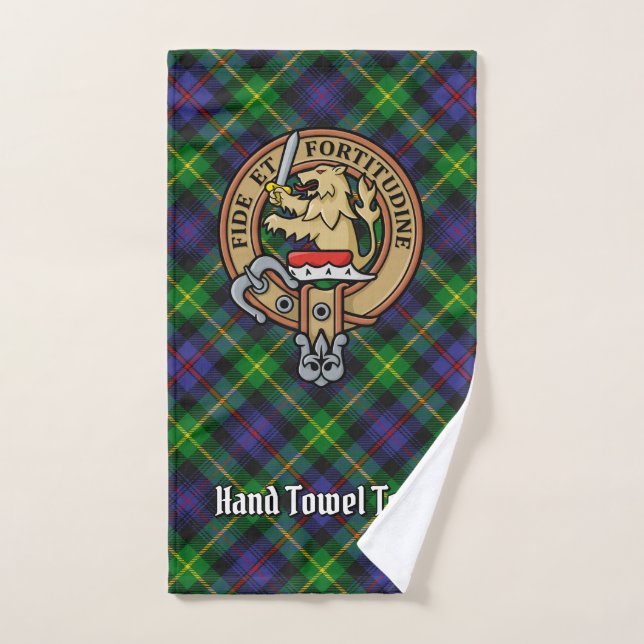 Clan Farquharson Crest over Tartan Bath Towel Set (Hand Towel)