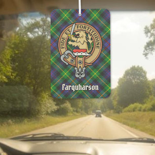 Clan Farquharson Crest over Tartan Car Air Freshener
