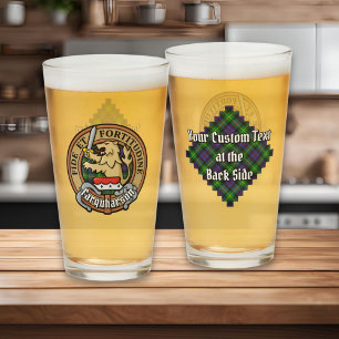 Clan Farquharson Crest over Tartan Glass
