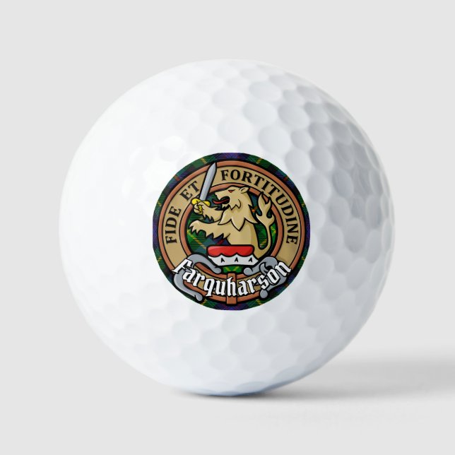 Clan Farquharson Crest over Tartan Golf Balls (Front)