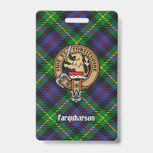 Clan Farquharson Crest over Tartan ID Badge