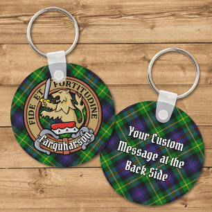Clan Farquharson Crest over Tartan Key Ring