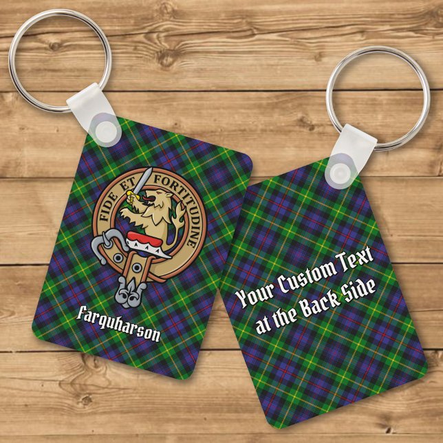 Clan Farquharson Crest over Tartan Keychain (Creator Uploaded)