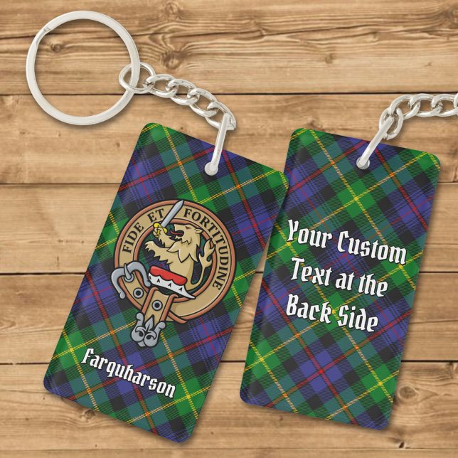 Clan Farquharson Crest over Tartan Keychain (Creator Uploaded)