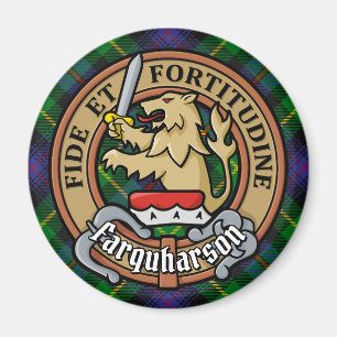 Clan Farquharson Crest over Tartan Magnet