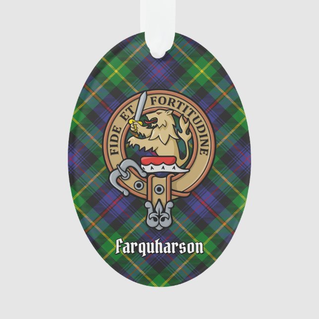 Clan Farquharson Crest over Tartan Ornament (Front)