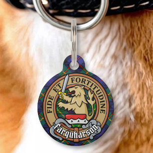 Clan Farquharson Crest over Tartan Pet Tag