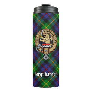 Clan Farquharson Crest over Tartan Thermal Tumbler