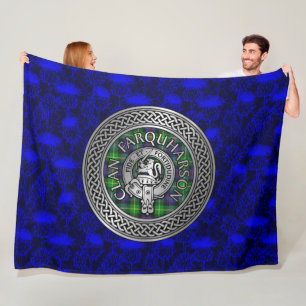 Clan Farquharson Crest & Tartan Knot Fleece Blanket