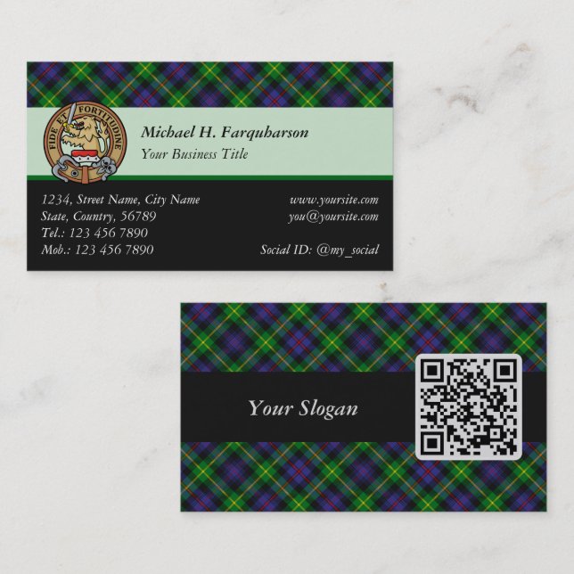 Clan Farquharson Tartan Business Card (Front/Back)