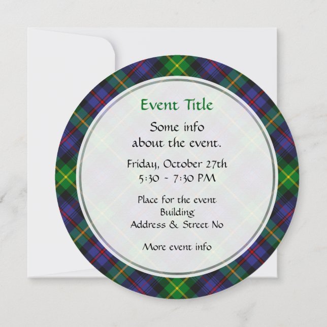 Clan Farquharson Tartan Invitation (Back)